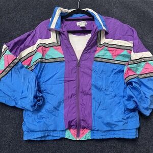 Vintage Lavon Jacket Womens Medium Colorblock Nylon Windbreaker 90s Retro